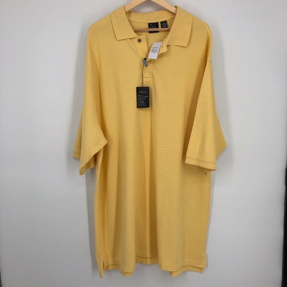 Jos A Bank Mens‎ Traveler Polo Size 2XLT Butter Yellow Short Sleeve Nwt - Picture 1 of 14